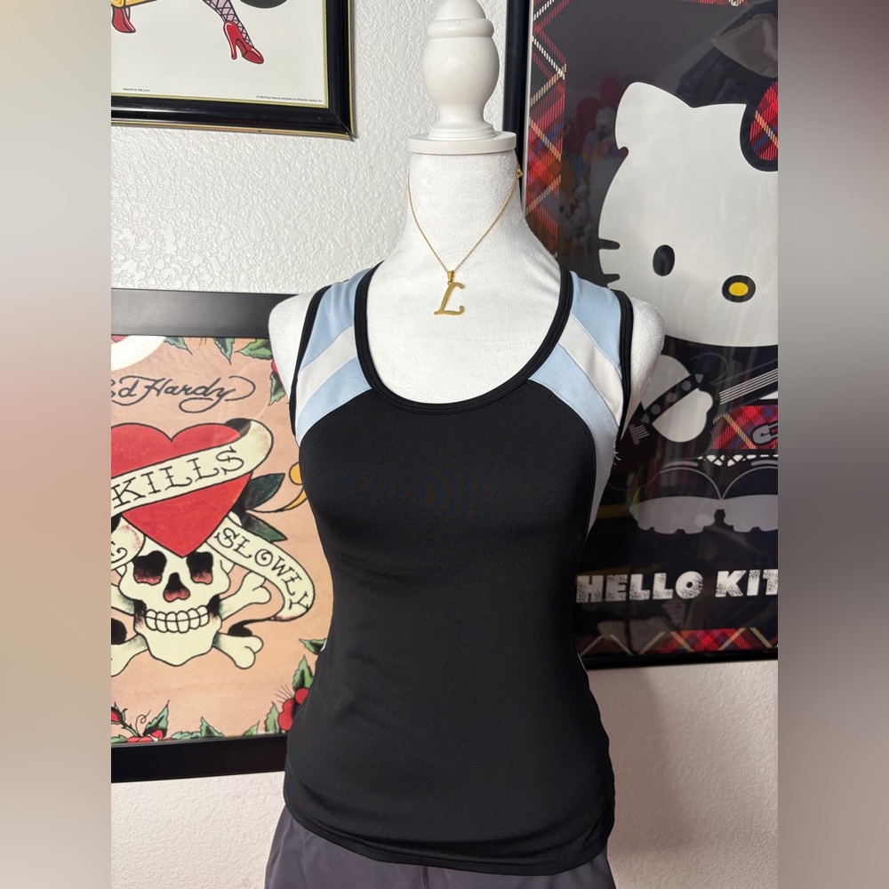Aspire Black Blue Colorblock Activewear Tank Top Y2K Athletic Gym Sporty